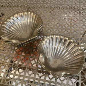 5 piece silver vintage shell clam silver dish